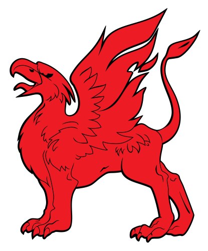 Silhouette a mythical fire griffin Vector Image