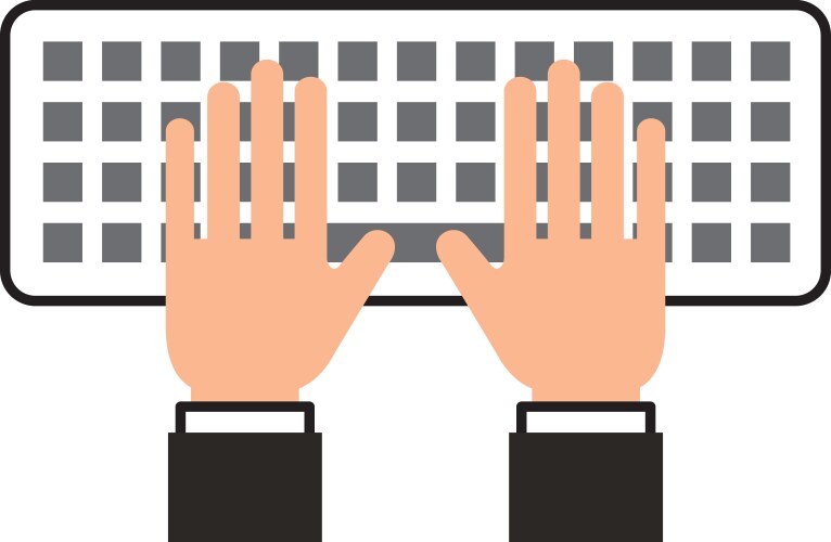 Hands programmer typing work keyboard technology vektorbild