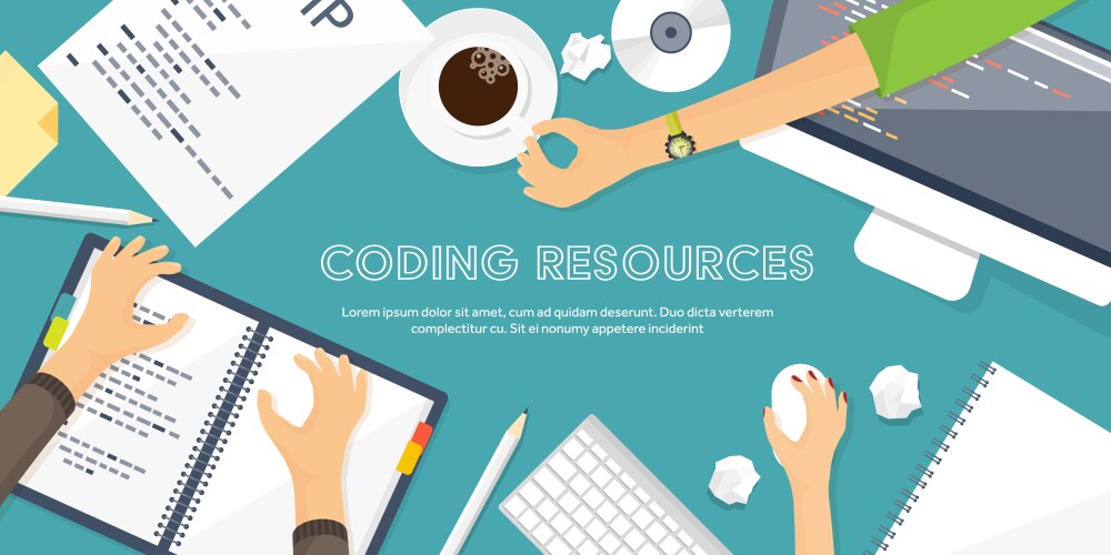 Programmingcoding flat computing background vector image