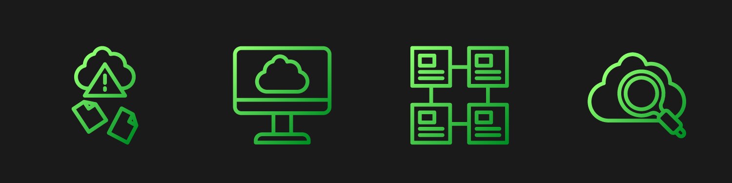 Set line hierarchy organogram chart cloud hacking vector image