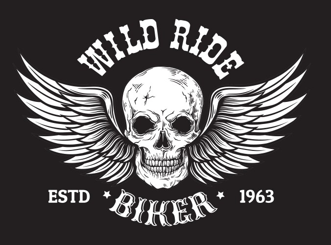 Skull with Wings - Tattoo Art Vector Image