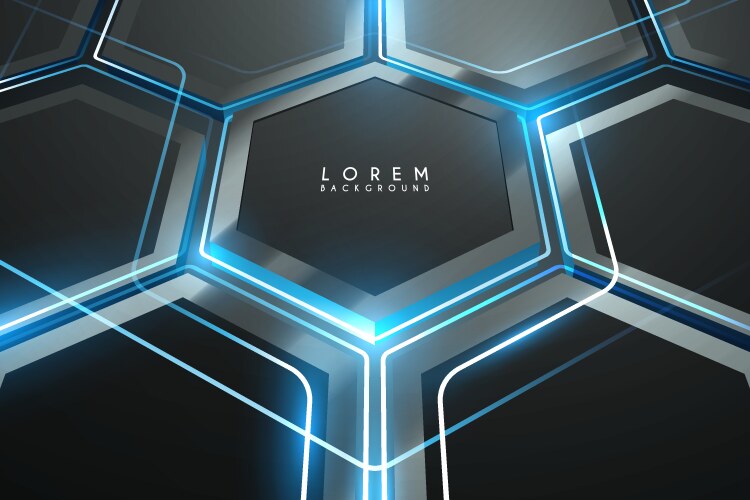 Hexagonal abstract metal background with light Vector Image