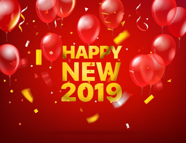 happy new 2019 greeting card vector image