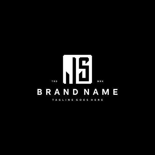 Js monogram logo design with square rectangular vector image