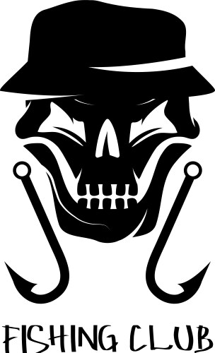 Skull Fishing Club Emblem Vector Image