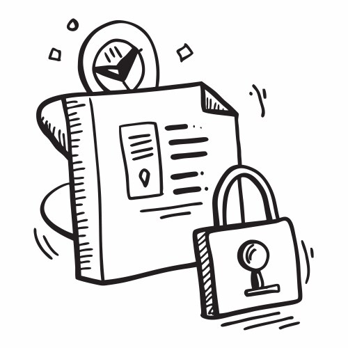 2d as data encryption icon with a padlock concept vector image