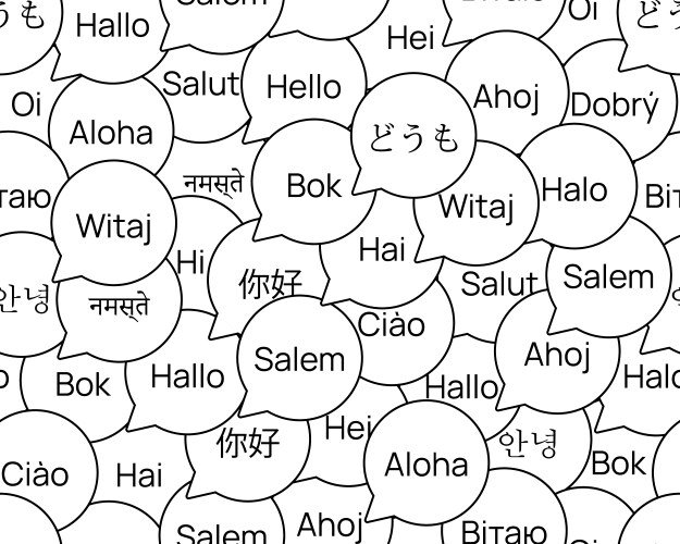 Bubble pattern hello in different languages vector image