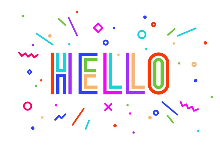 hello banner speech bubble poster and sticker vector image