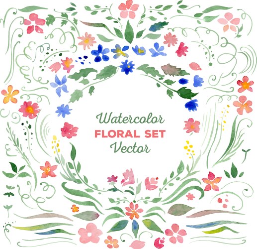 Watercolor Floral Set Vector Image