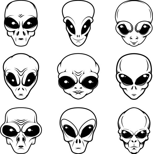 Alien head in monochrome style design element vector image