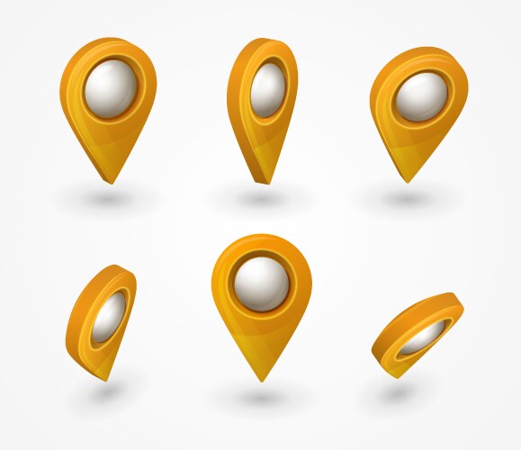 Map pointer 3d pin location symbols set isolated vector image