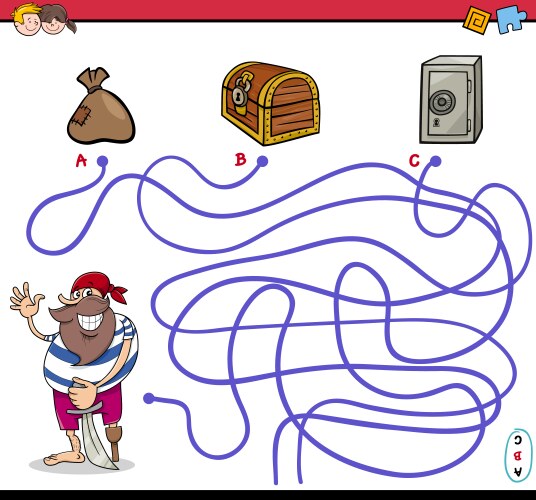 path maze activity with pirate vector image vector image