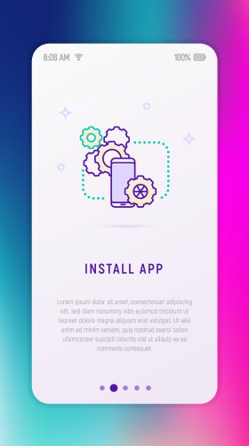 Install app on smartphone thin line icon vector image