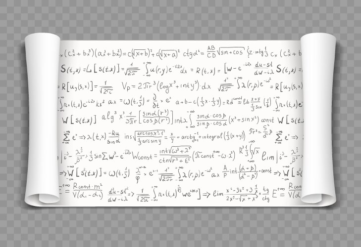 Scroll of paper with mathematical formulas vector image