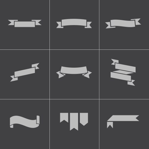 Black ribbon icons set Royalty Free Vector Image