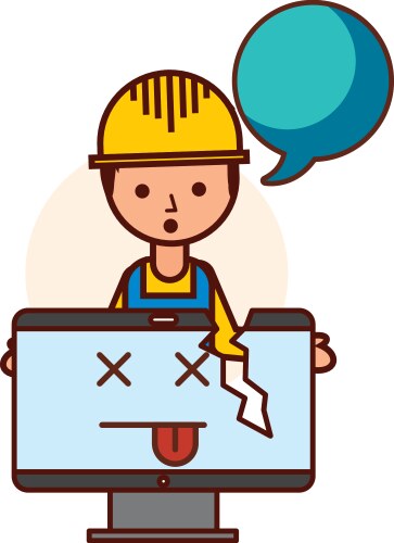 Builder computer failure broken error vector image