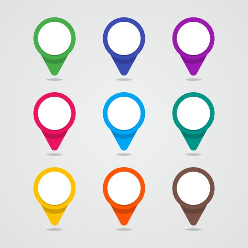 Set of colorful map pointer in flat style vector image