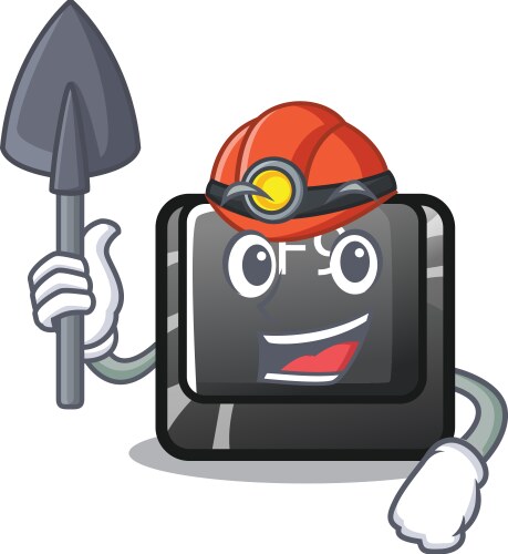 Miner button f9 in character shape vector image