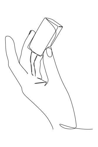 One line drawing of hand hold something Vector Image