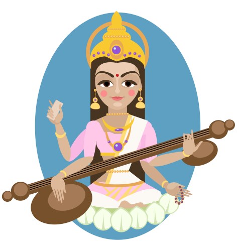 Saraswati Goddess Vector Image