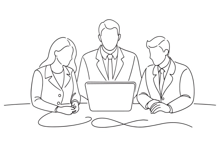 A line drawing of business professionals Vector Image