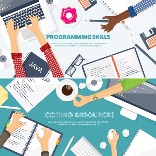 Programmingcoding flat computing background vector image