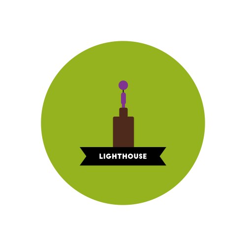 Stylish icon in color circle building lighthouse vector image