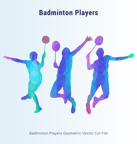 badminton players geometric pack vector