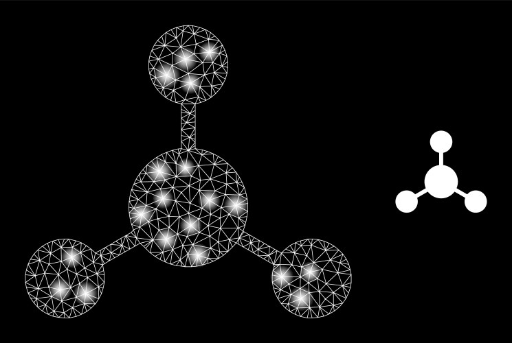 Polygonal 2d mesh node links with lightspots vector image