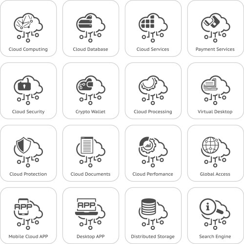 Simple set cloud computing related line icons vector image