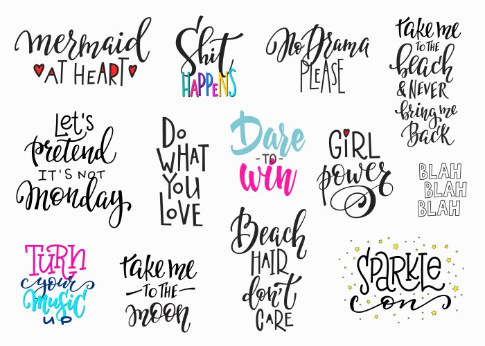 Lettering & Typography Overlay Set Vector Image