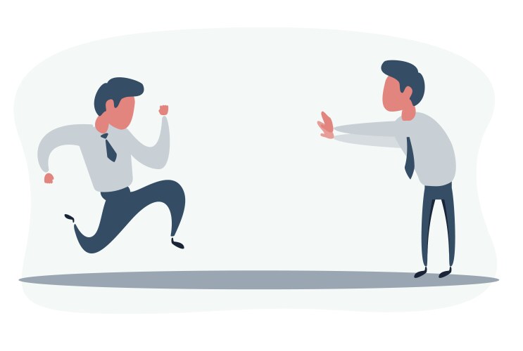 Man showing stop hand gesture in front another vector image