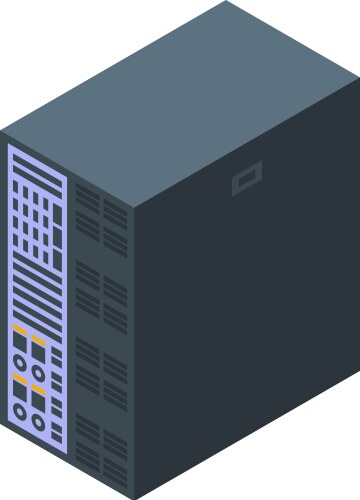 Modern server unit processing big data isometric vector image