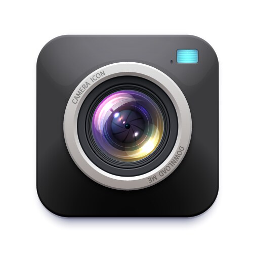Photography studio icon set with photo camera Vector Image
