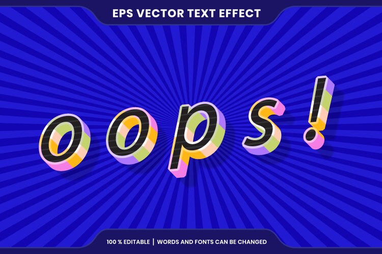 Text effect in 3d gradient pastel color oops vector image
