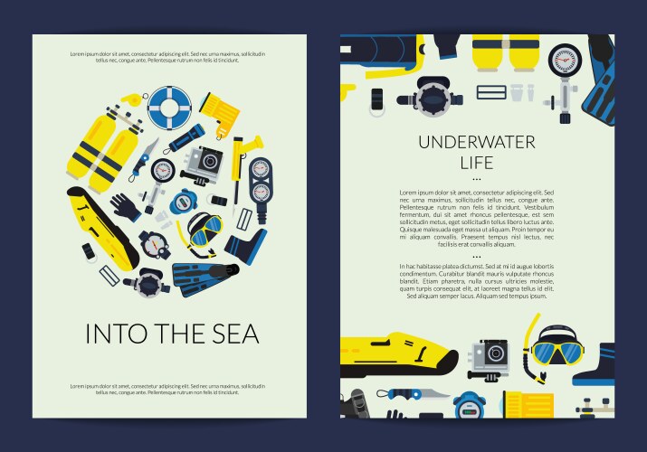 card or brochure template for underwater vector image