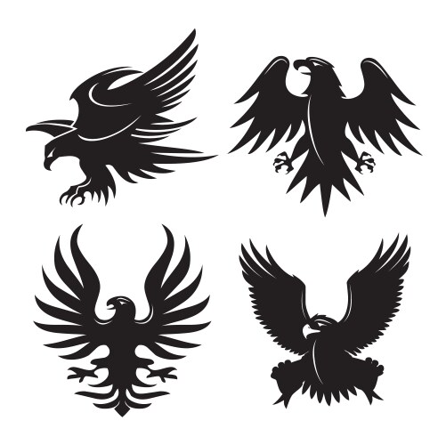 Eagle head wing fly logo black icon tattoo Vector Image