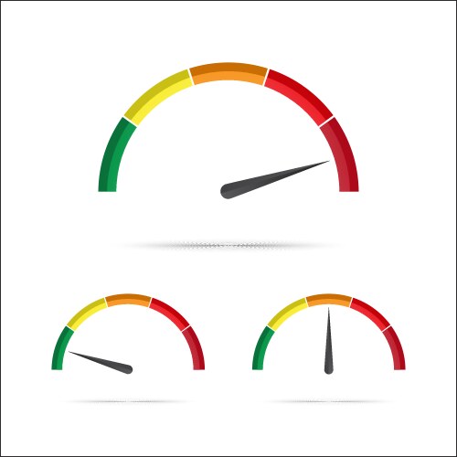 Set of simple tachometer with indicator in red vector image
