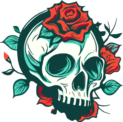 Skull with Rose Floral Logo Vector Image