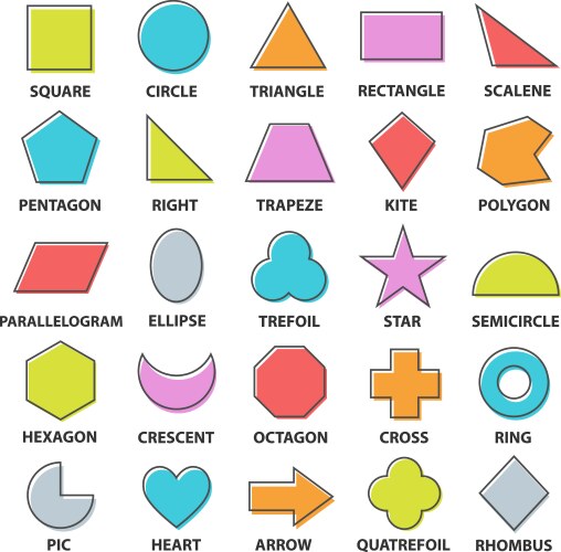 Cartoon basic geometric shapes Royalty Free Vector Image