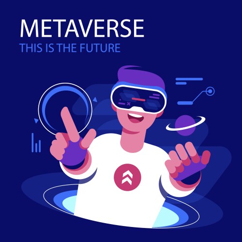 Hand drawn metaverse concept posts vector image