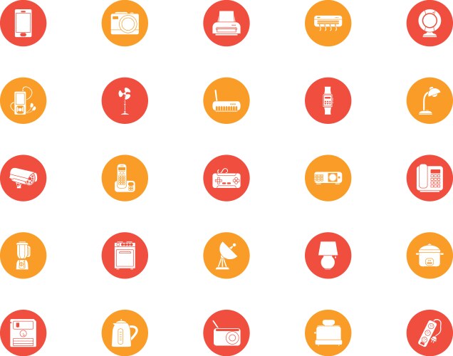 Technology block style icon set design vector image
