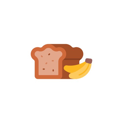Banana Bread Icon - Flat Style Vector Image