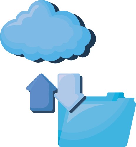 Cloud computing server with folder and arrows vector image