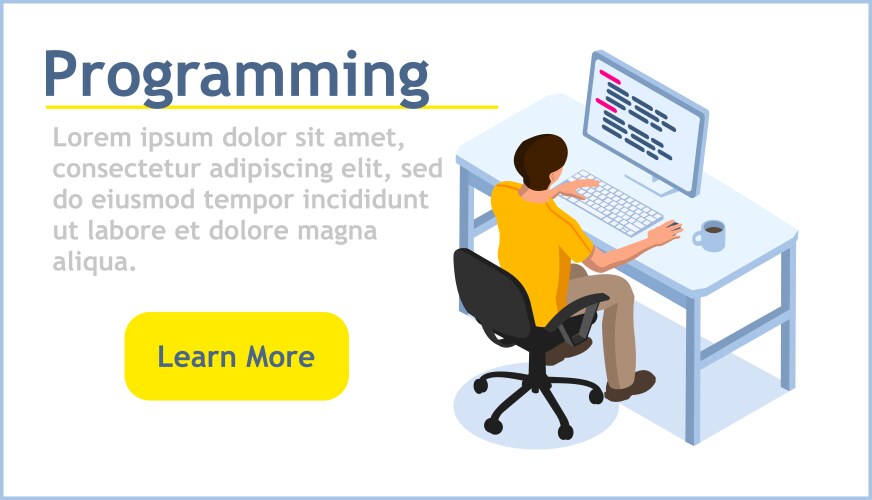 Programming concept isometric images programmer vector image