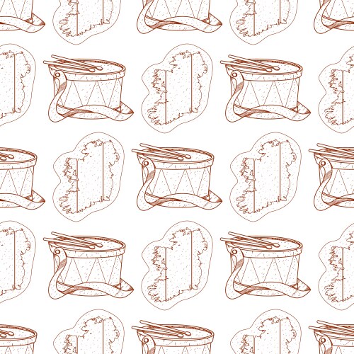 Seamless pattern with a drum and contour map vector image