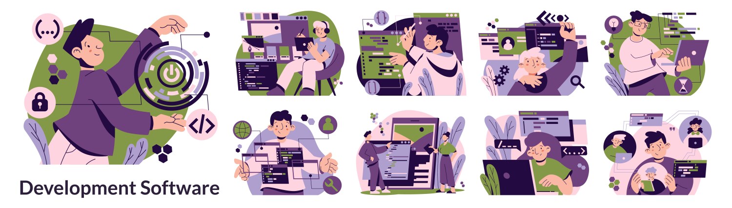 Software Developers Coding vector image