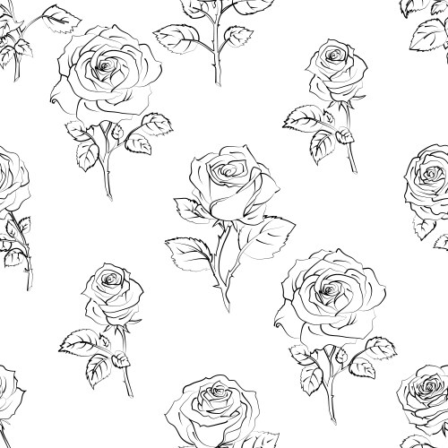 Seamless black and white floral pattern with roses Vector Image