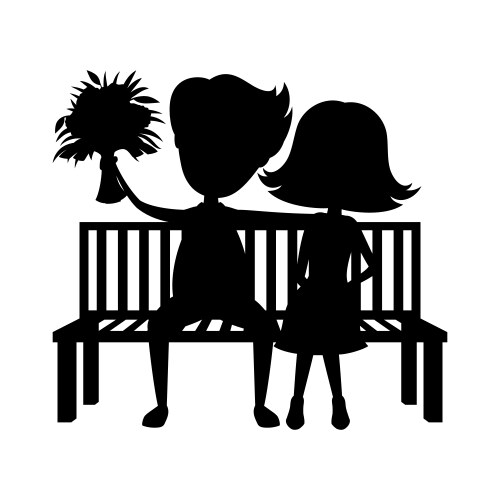 romantic couple sitting on a bench vector