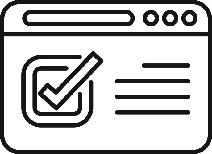 Web page showing check mark for verification vector image